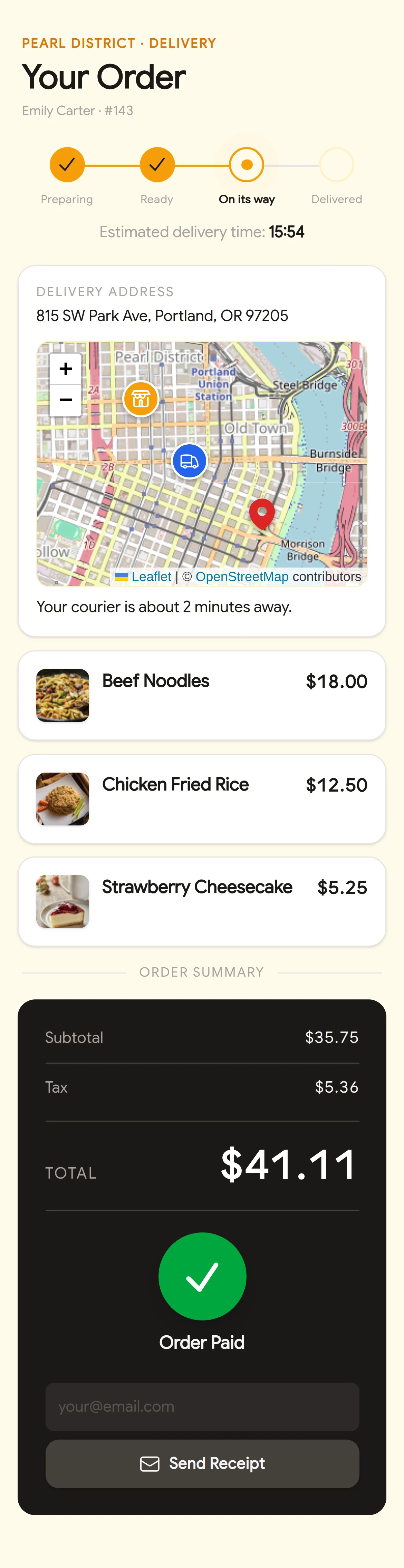 Delivery: Order from your menu and follow the rider.