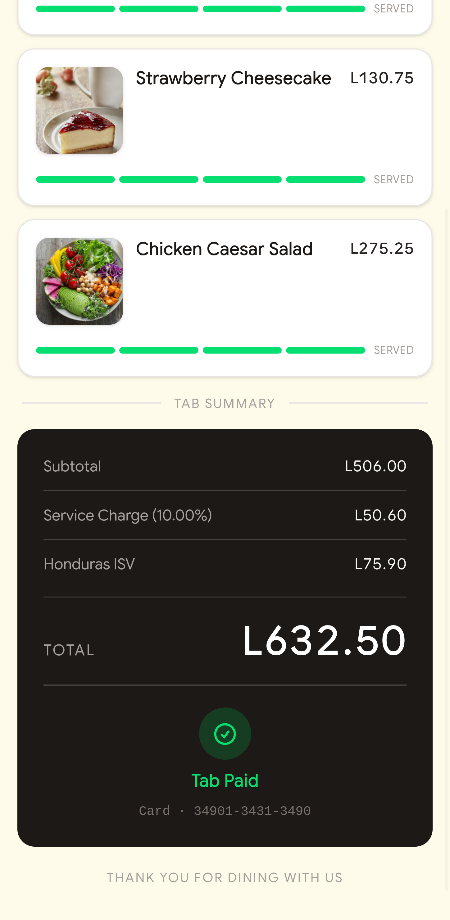 Cuenta pagada en Cheflink